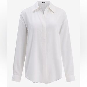 Express White Poplin Portofino Boyfriend Shirt NWT